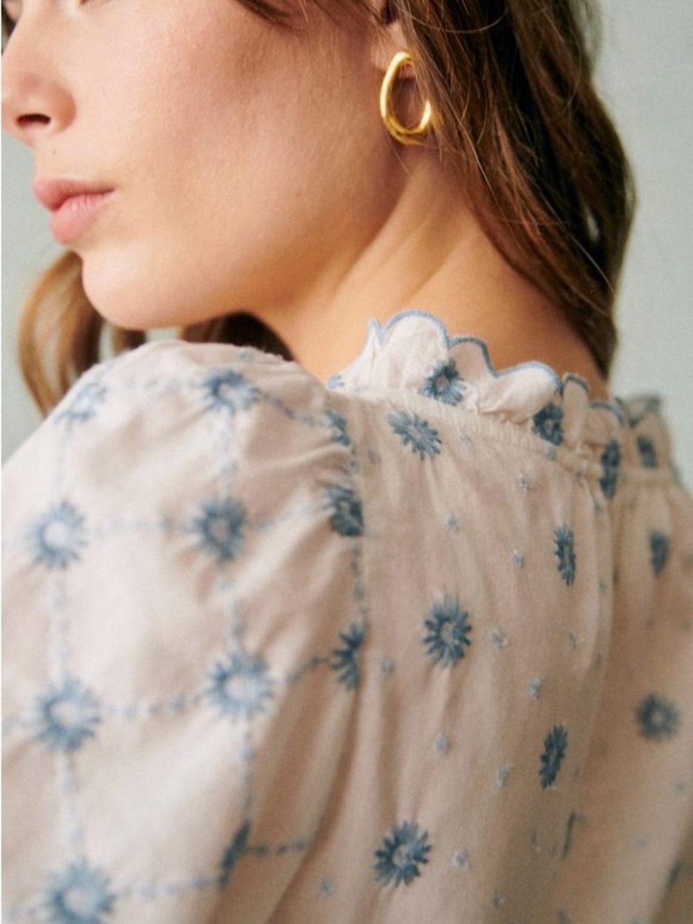 Sezane Embroidered Peasant Blouse - Picture 2 of 8